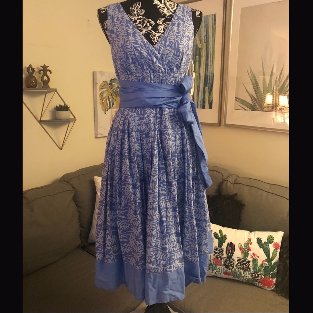 Lapis blue v/neck petticoat dress